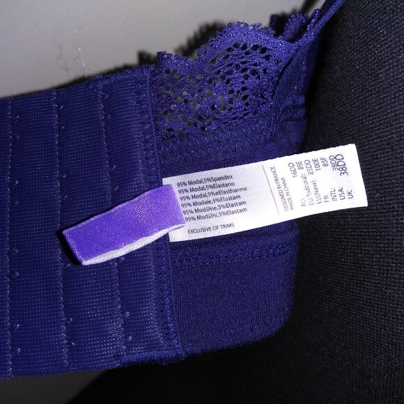 Parfait Navy Blue Wire Free Lace Stretch Bralette 38DD P5641 New/Tags - Picture 10 of 11